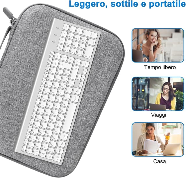 Thumbnail 6 de cimetech Tastiera wireless 2.4G layout italiano QWERTY con tastierino numerico (argento)