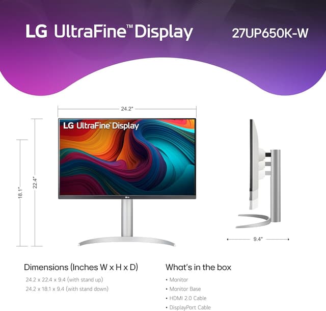 Detalle de LG 27UP650K-W 27-inch Ultrafine 4K