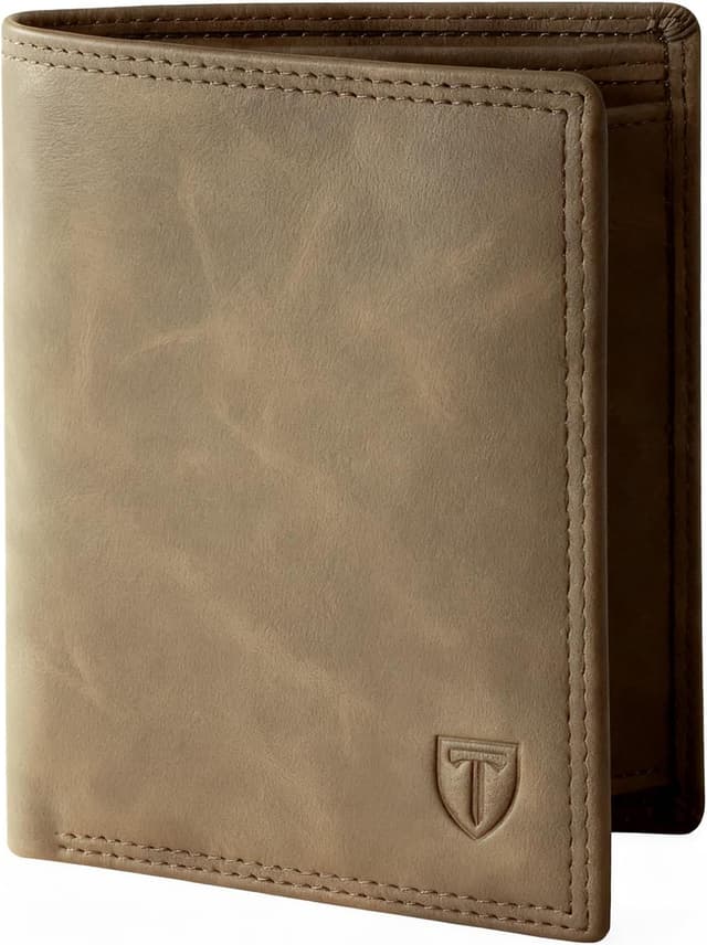 Detalle de TENBST portafoglio uomo RFID in pelle con 13 porta carte, finestra ID e portamonete