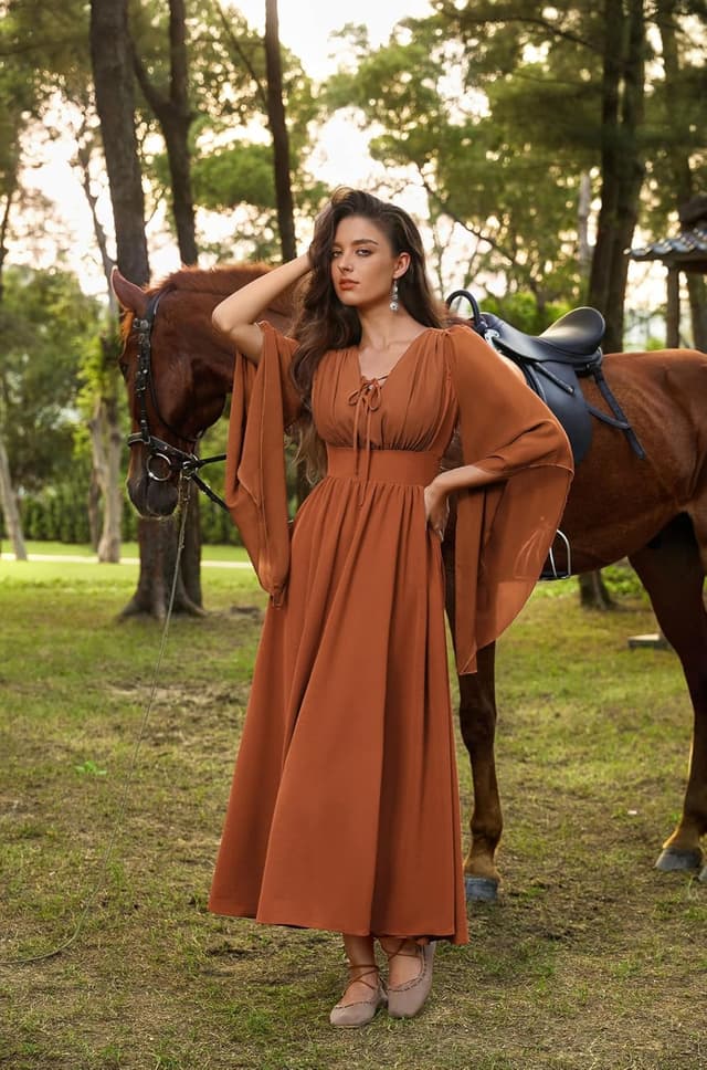 Thumbnail 2 de SCARLET DARKNESS Abito rinascimentale donna manica 3/4 📷