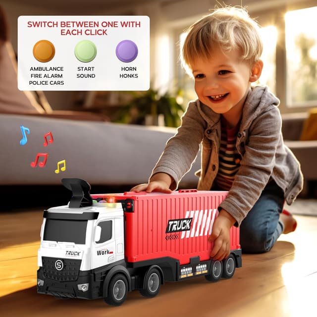 Detalle 2 de Transport Truck Toy for Boys & Girls with 8 Race Cars and Ejecting Dual Tracks (Portable Carrier Truck Set)