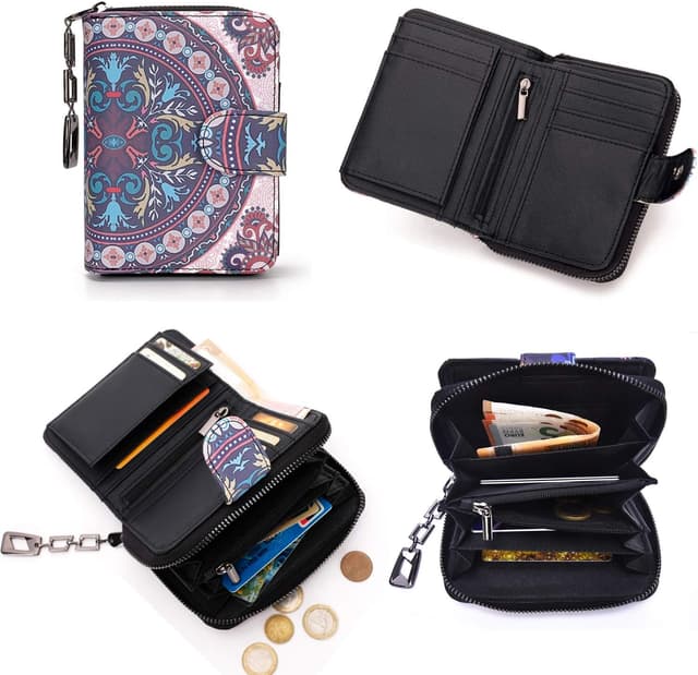 Detalle 1 de Mini portefeuille femme motif mandala 10,2 x 13,5 cm