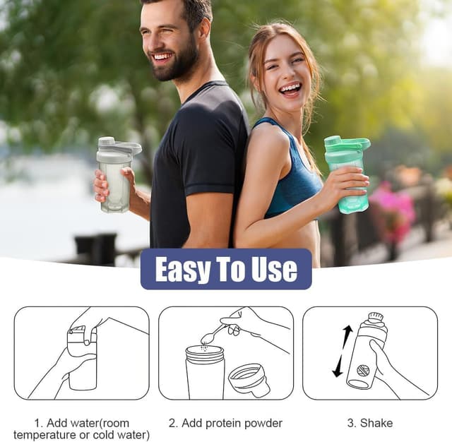 Detalle de Alaoo Protein Shaker (2er-Set) 500 ml – BPA-frei, auslaufsicher mit Messskala und Mixball