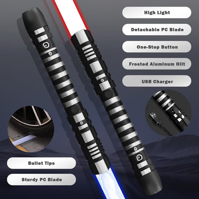 Detalle de YDD GENIUS Lightsaber (99cm) – Upgraded RGB 16 Colours, 4 Sound Modes, Rechargeable Metal Handle