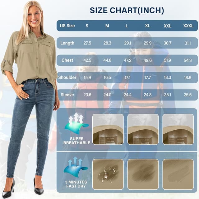 Thumbnail 6 de Jessie Kidden Women’s Safari Shirts Long Sleeve with UPF 40 Sun Protection