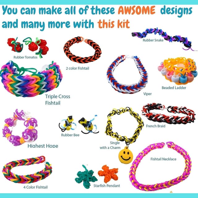 Detalle de DasKid 17,000+ Loom Bands Kit (40 colours) with beads, S-clips, charms and storage box