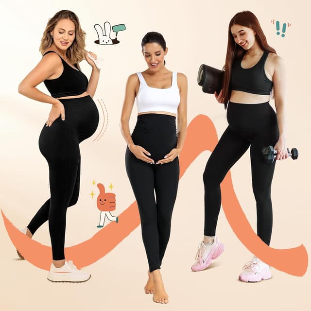 Detalle 2 de Farrobor Leggings premaman da donna con tasche e vita alta