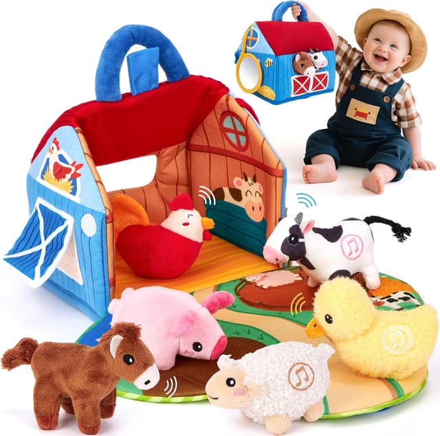 Detalle de hahaland Surprise Barn Toy with Real Animal Sounds