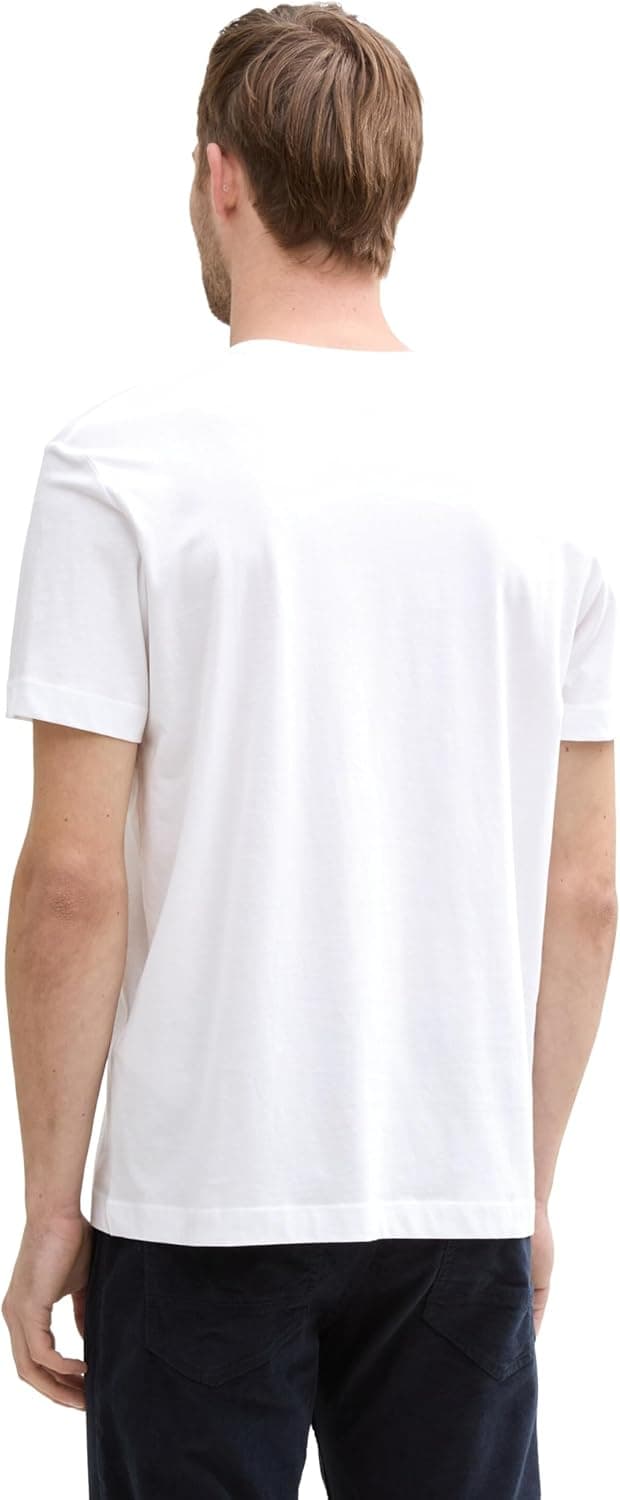 Detalle 2 de TOM TAILOR T-Shirt da uomo basic in cotone con logo ricamato