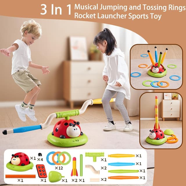 Thumbnail 1 de Powza 3-in-1 Musical Jump Ring Game for Kids