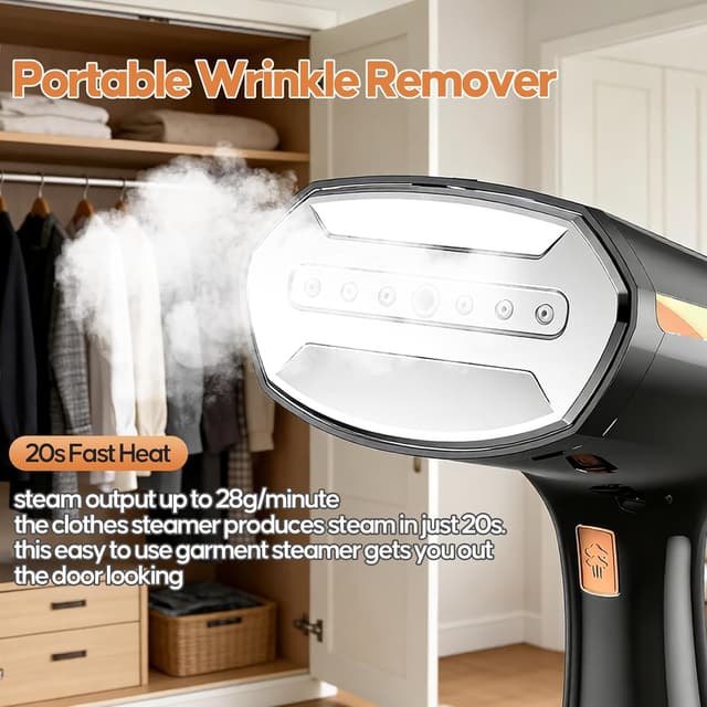 Thumbnail 6 de PKBD Handheld Clothes Steamer (1800W) with Detachable 300ml Tank, LED Screen & 3 Steam Speeds
