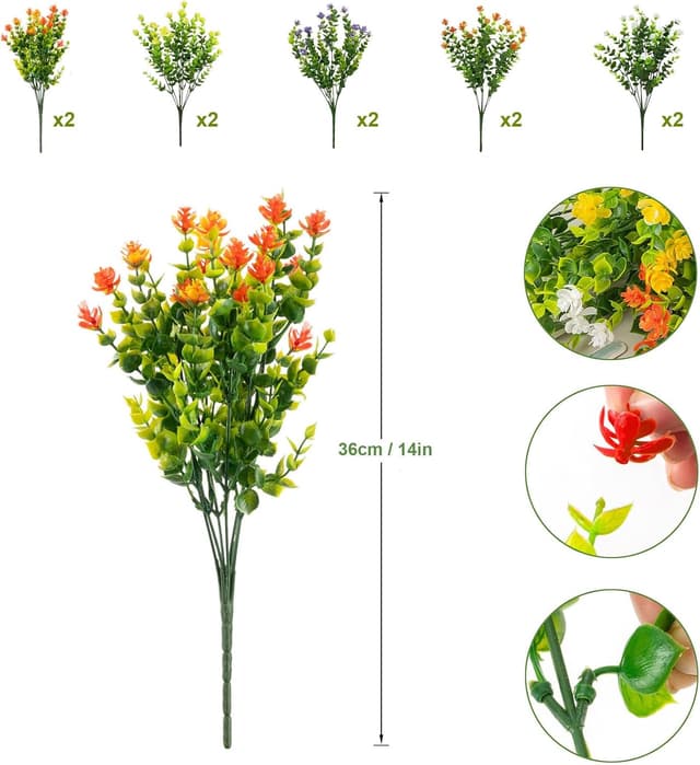 Thumbnail 1 de AIOR 10 Bouquets Fleurs Artificielles Multicolore