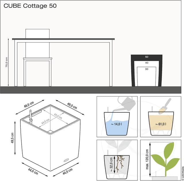 Thumbnail 3 de Lechuza Cube Cottage 50" Pflanzgefäß mit ERD Bewässerung