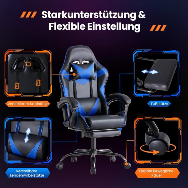 Thumbnail 3 de Sweetcrispy Sedia da gaming ergonomica 130 kg