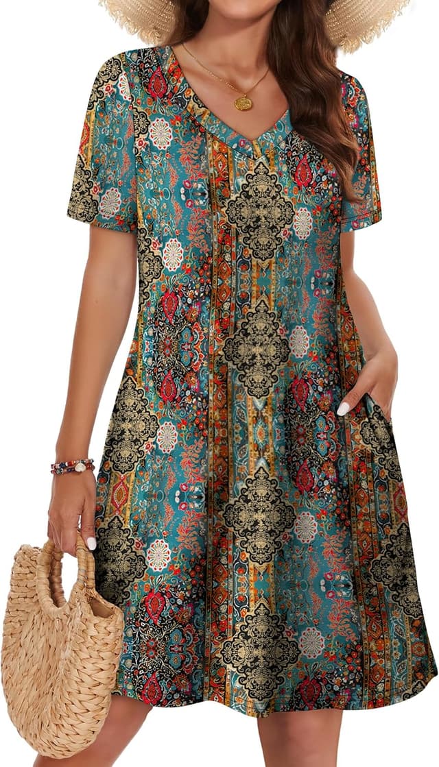 Detalle 1 de WIHOLL Dresses for Women T Shirt Dress S-4XL