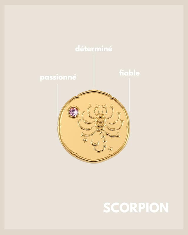 Detalle de GD GOOD.designs EST. 2015 : collier en or 18K avec pierre de naissance et pendentif zodiaque pour femme