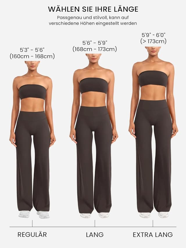 Detalle 2 de ZAAYO Nahtlose Straight-Leggings Damen mit hoher Taille – Flared Yoga Pants für Gym & Alltag (Regular/Lang/Extra Lang)
