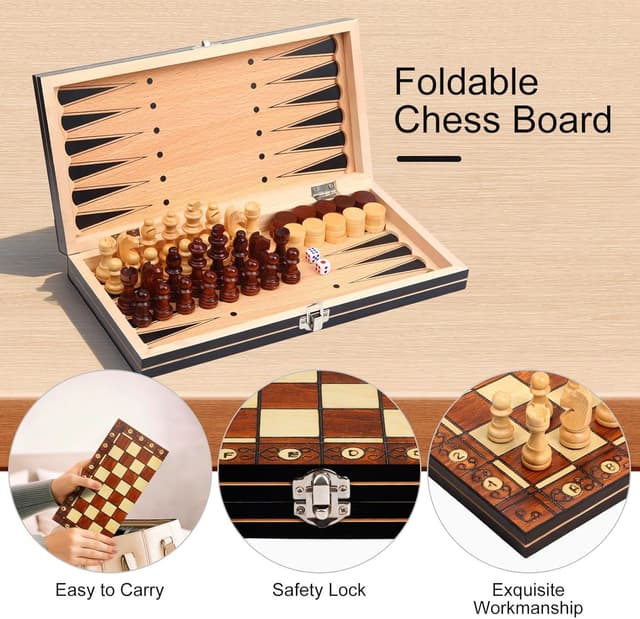 Thumbnail 5 de Schachspiel Holz Magnetisch 3-in-1