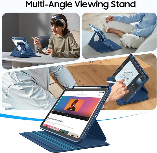 Thumbnail 4 de FINTIE Rotierende Hülle für iPad A16 11/10. Gen blau