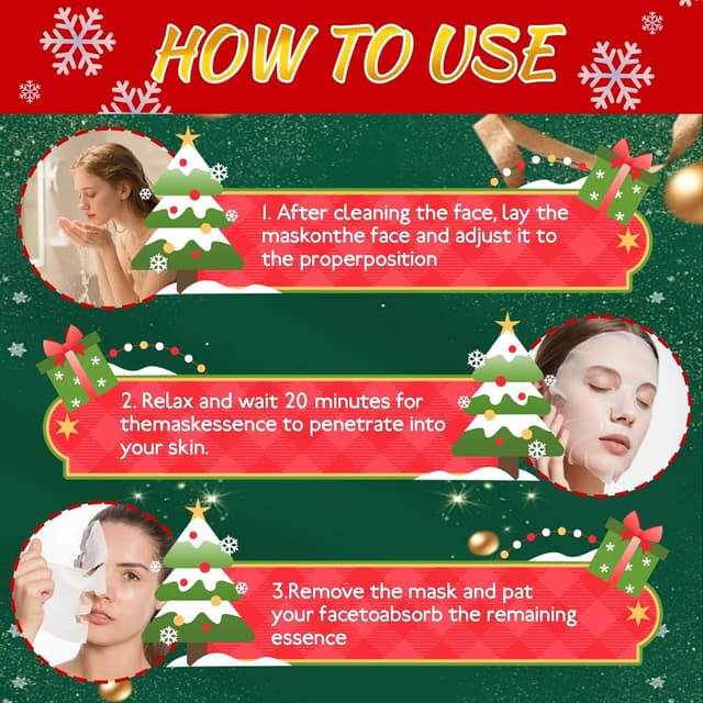 Detalle de Sikeydels – Coffret de 6 masques hydratants visage Noël (masques en tissu) pour soin express