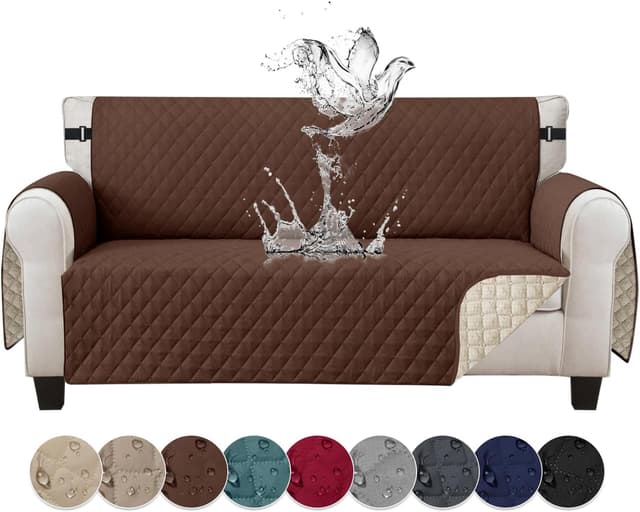 Detalle de Jaotto Copridivano Trapuntato Impermeabile per Divano 3 Posti con Braccioli Marrone