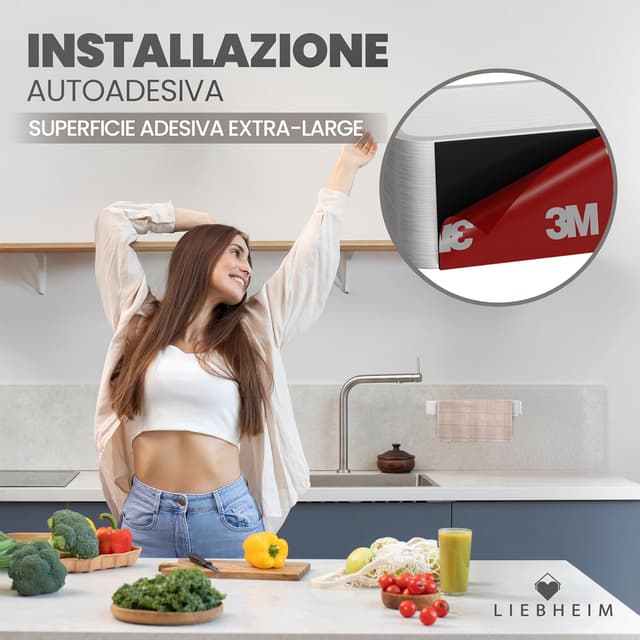 Detalle de LIEBHEIM portasciugamani adesivo da parete in alluminio spazzolato, 40 cm (senza forare)