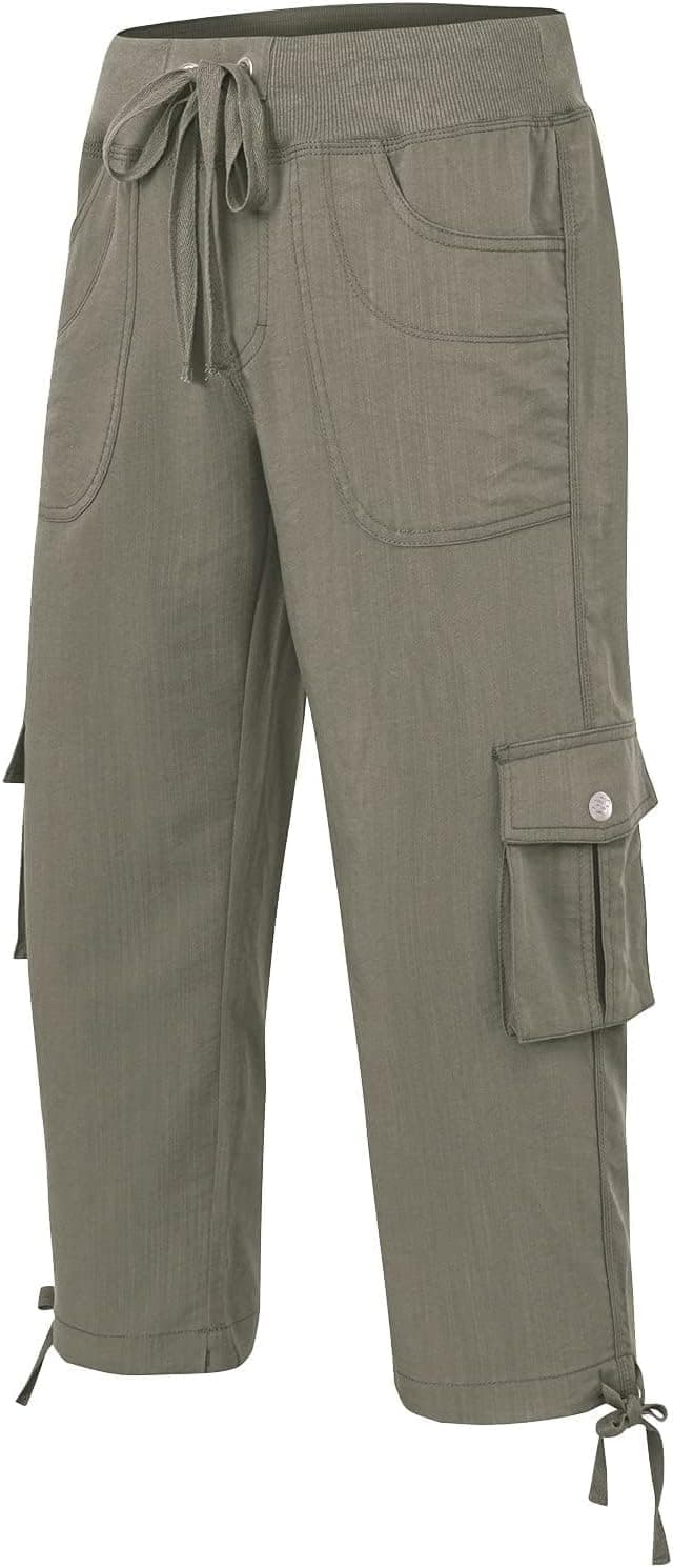 Detalle 2 de MoFiz Women’s Relaxed-Fit Capri Pants 3/4 Hiking Joggers with Cargo Pockets