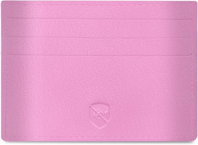Detalle de ALLEN & MATE 100% Leather Minimalist Wallet – Slim RFID-Blocking Card Holder (Soft Pink)