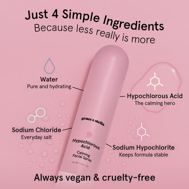 Detalle de grace & stella Hypochlorous Acid Spray for Face (Acne Spray) — Gentle Facial Mist for Redness & Breakouts, 120ml/4 fl oz