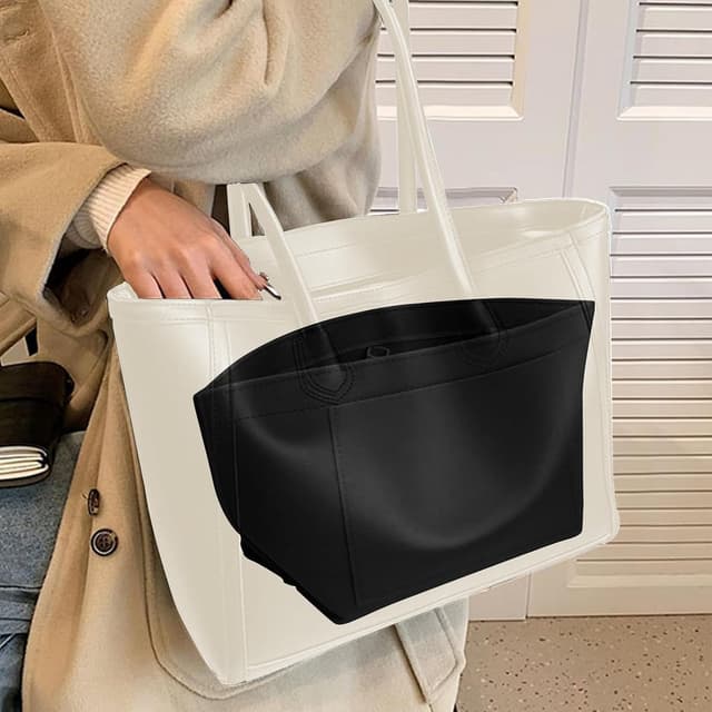 Detalle 2 de HYEPNED Bag Wallet Insert Organizer (Black M) – Felt multi-pocket tote insert for Longchamp