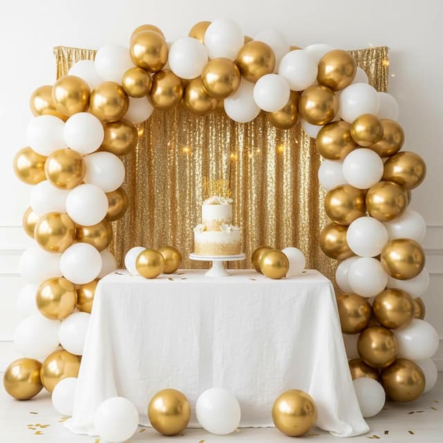 Detalle de RUBFAC 154-Piece Metallic Gold Balloon Arch Kit (18, 12, 10, and 5 inch)