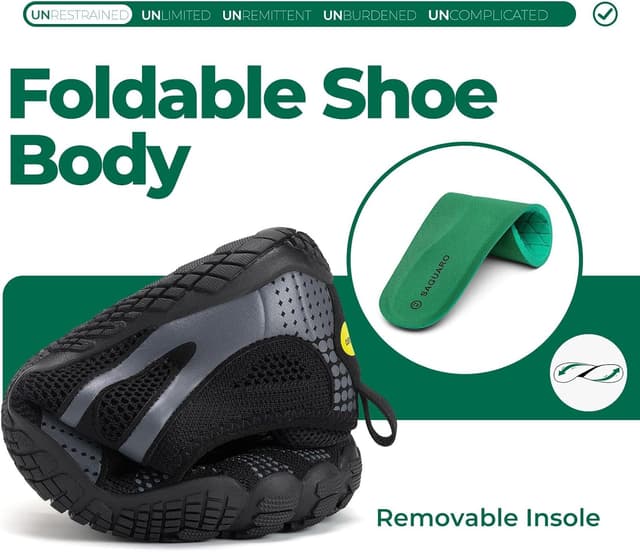 Detalle 2 de SAGUARO Barfußschuhe für Herren und Damen – Outdoor Fitnessschuhe mit breiter Zehenbox, Gr. 35–48