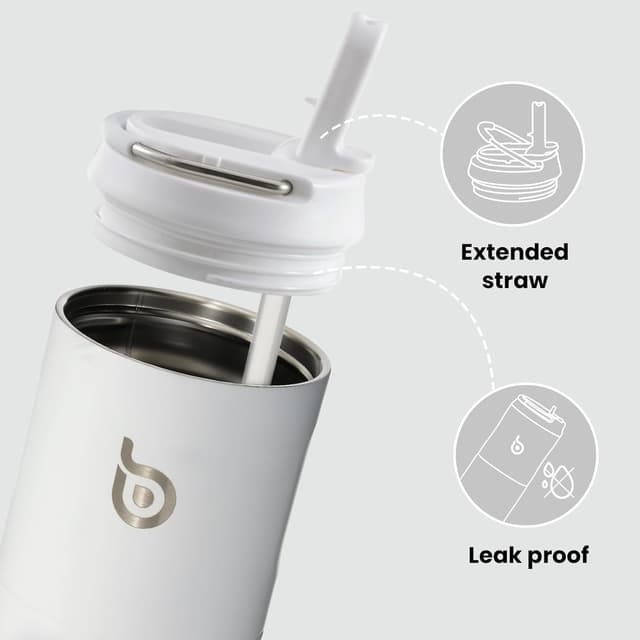 Detalle 2 de BOTTLE BOTTLE Stainless Steel Water Bottle 700ml with Straw & Lid (White) – insulated sports tumbler