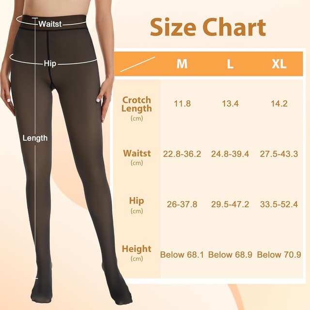 Detalle de FOTOCITI Fleece Lined Tights for Women: Thermal, Faux Sheer Tights in Black