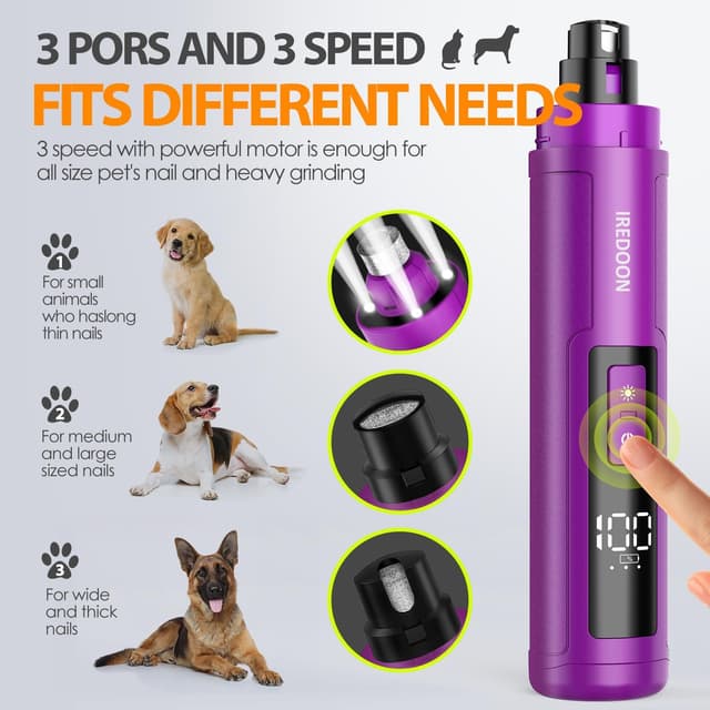 Thumbnail 2 de IREDOON Profi Krallenschleifer 3‑Gang für Hunde