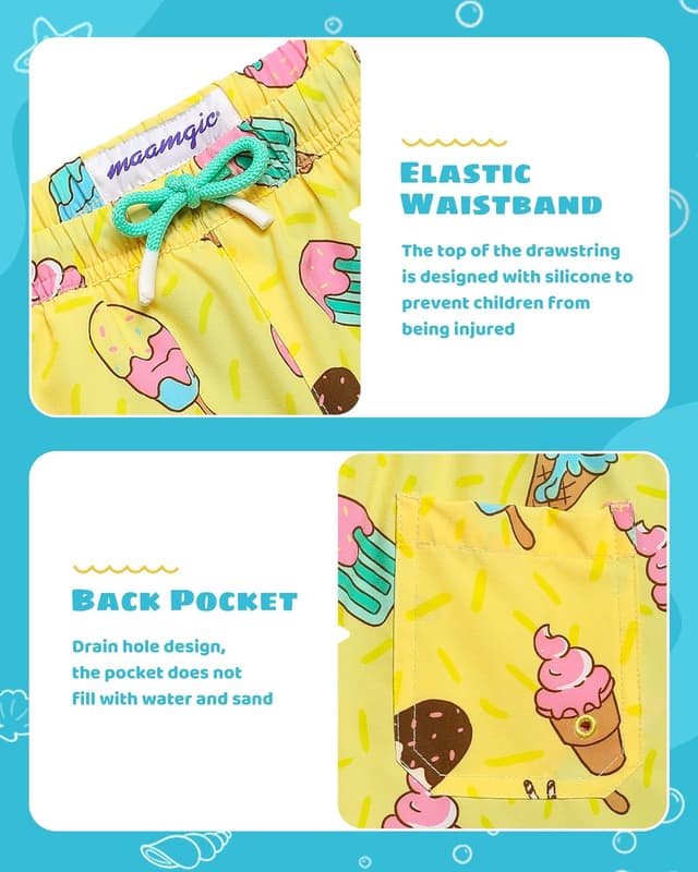 Detalle de MaaMgic Boys 2 in 1 Swimming Shorts with Compression Liner and Pockets