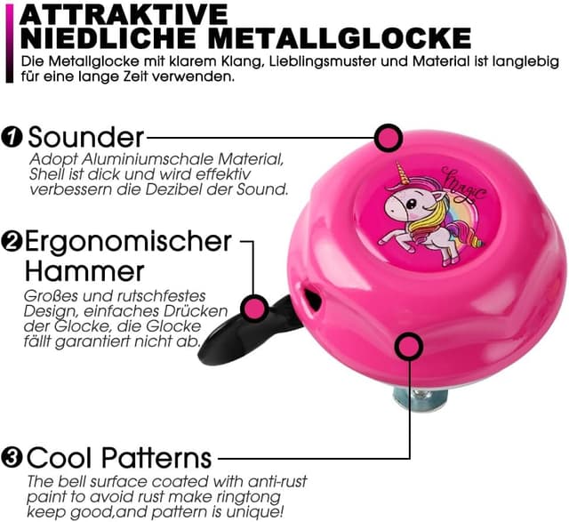 Detalle de Kinder-Fahrradklingel 120 dB – Mini-Glocke für Kinderfahrrad, Laufrad, Roller & mehr
