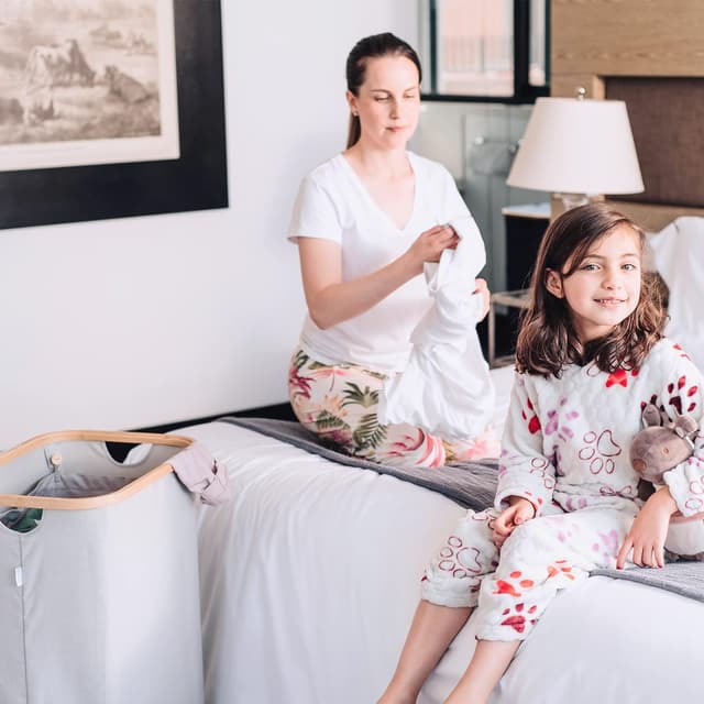 Thumbnail 5 de LONBET 150L double laundry basket with lid