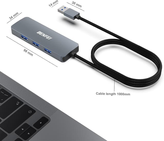 Thumbnail 6 de BENFEI Hub USB 3.0 a 4 porte con cavo da 90 cm in alluminio e nylon