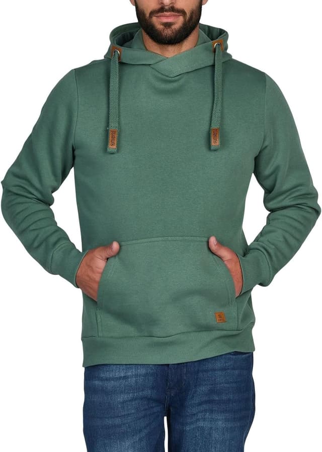 Detalle de riverso Hoodie Herren Regular Fit RIVNiklas – Kapuzenpullover mit Kängurutasche und Cross-Over-Kragen