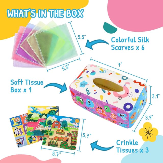 Detalle 2 de URMYWO Baby Tissue Box Toy (Montessori Crinkle Sensory Toy for 6–12 Months)