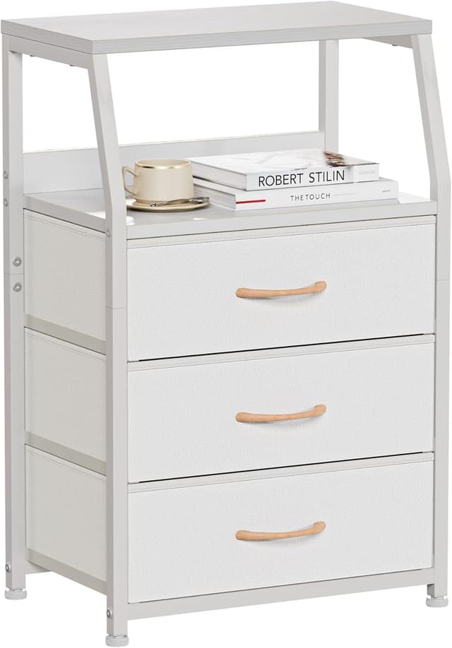 Imagen de Furnulem White Nightstand 3-Drawer 28.3" H en OfertitasTOP