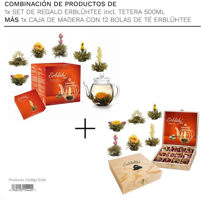 Detalle 2 de Té Flowers Mix 🌸 Set Regalo con Flores de Madera en Lata