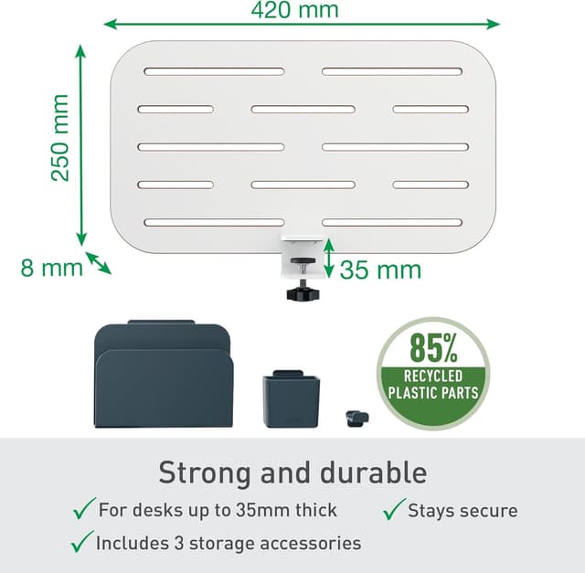 Detalle 2 de Leitz Ergo Small Pegboard Desk Organiser 65480000 (White) with Desk Tidy Accessories