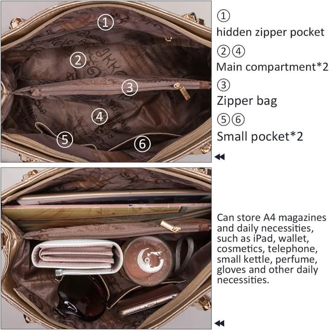 Thumbnail 6 de Pahajim 4-piece handbag set for women: top-handle, shoulder bag, clutch & card case (PU leather look)