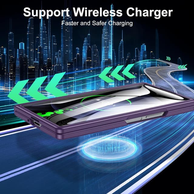 Detalle 2 de Kaiiecal Slim Hinge Stand Case for Samsung Galaxy Z Fold 6 (Purple) with Screen Protector