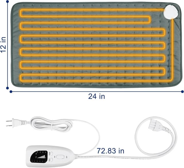 Detalle 2 de Electric Heating Pad with 6 Heat Settings and Auto Shut Off (24" x 12") in Dark Gray
