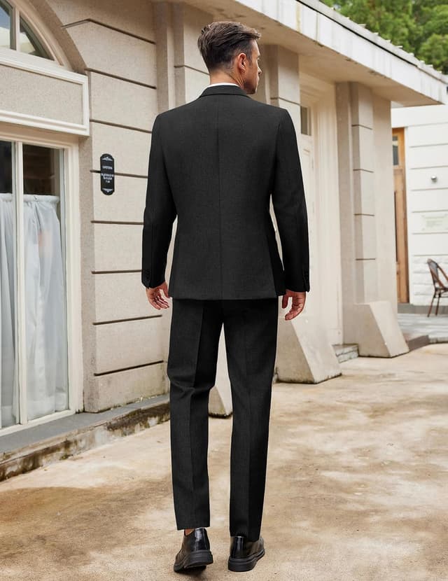 Detalle de COOFANDY Men’s Classic Fit 2-Piece Suit Set (One-Button Blazer & Separate Trousers)