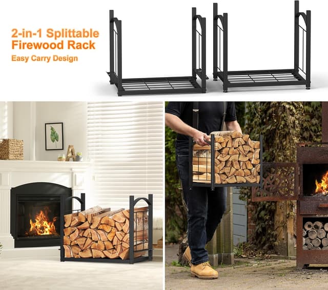 Thumbnail 2 de HFHOME Log Store Indoors 2‑Tier 78 x 46 cm