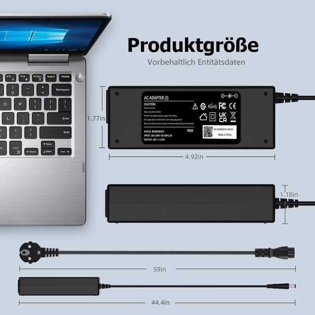 Thumbnail 6 de Laptop Ladekabel 90W Netzteil (19V, 7,4×5,0 mm) kompatibel mit HP Pavilion, EliteBook und ProBook